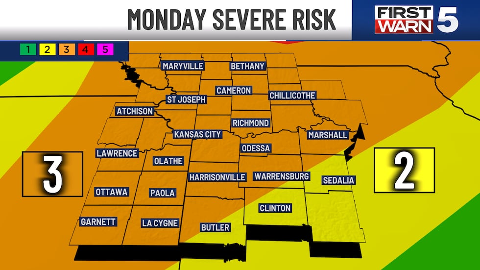 Monday severe risk