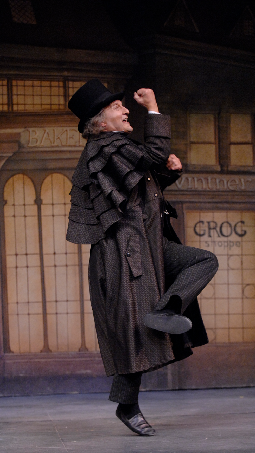 Gary Neal Johnson as Ebenezer Scrooge in A Christmas Carol at the KC Repertory Theatre.
