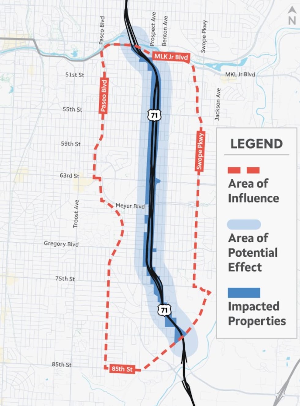 Kansas City released a map showing the area MoDOT and MARC will focus on as it works to...