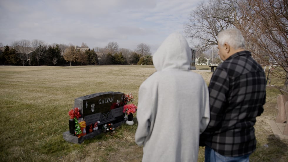 Adriana Galvan and her father Michael visit the gravesite of Lisa Lopez-Galvan.