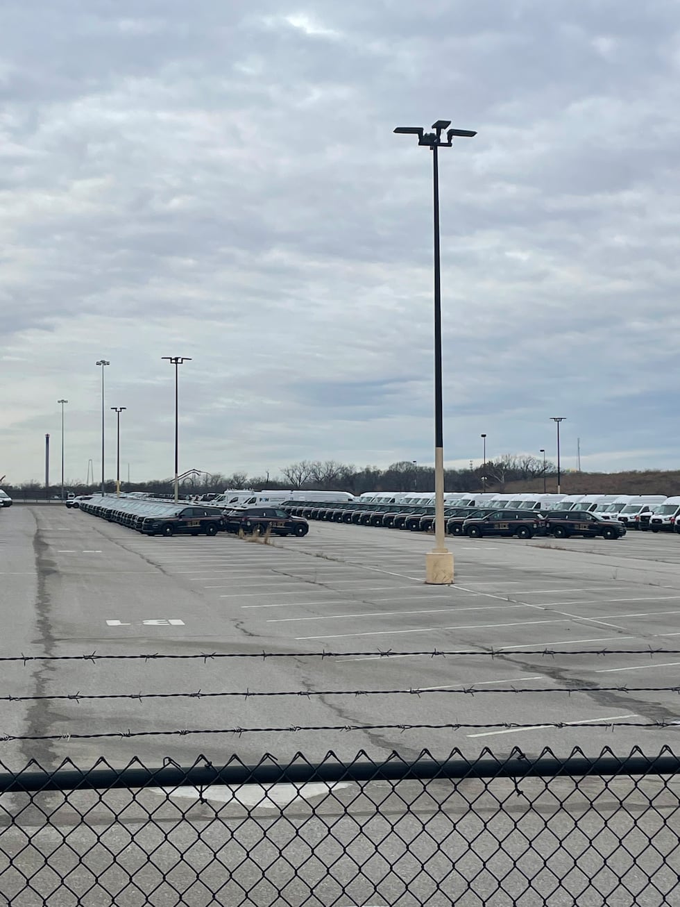 KCTV5 news crews have seen dozens of ICE-branded vehicles parked in rows at a parking lot near...