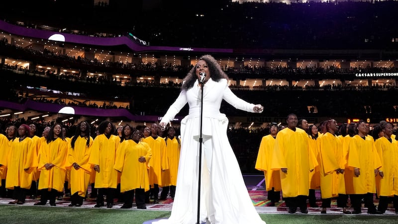 Ledisi performs "Lift Every Voice and Sing" prior to the NFL Super Bowl 59 football game...