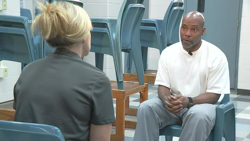 Lamar Johnson speaks with a reporter in jail.