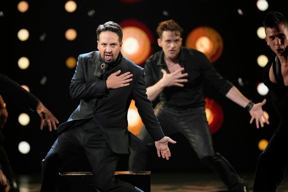 Lin-Manuel Miranda performs a medley from "Hamilton" during the 78th Tony Awards on Sunday,...