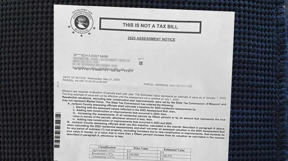 A 2025 property tax assessment issued to a Jackson County homeowner.