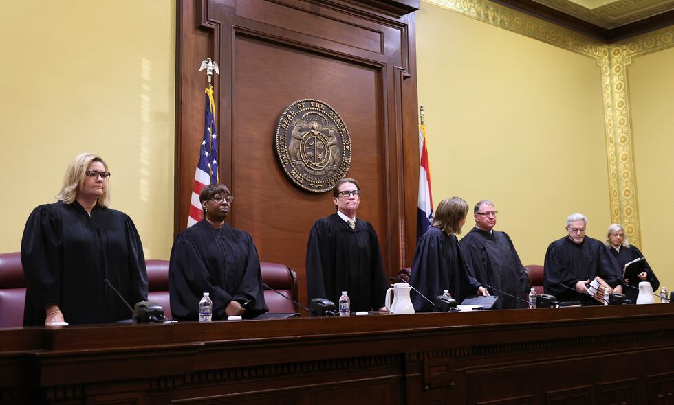 The Missouri Supreme Court Justices Kelly Broniec, Robin Ransom, Brent Powell, Mary Russell,...