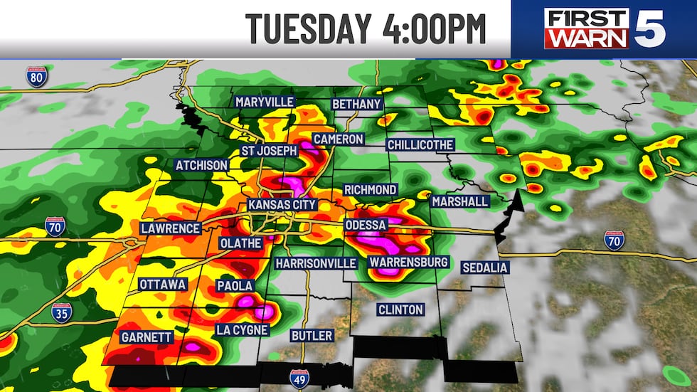 Tuesday's radar at 4 p.m.