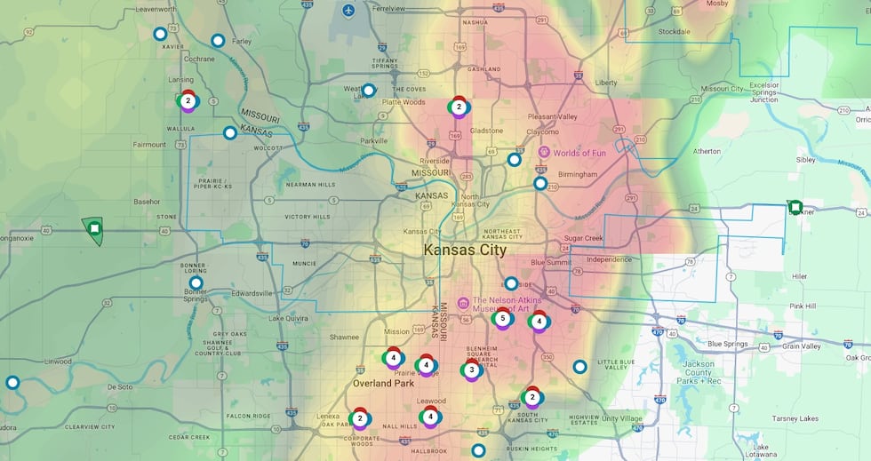 Evergy outage map - afternoon of June 3
