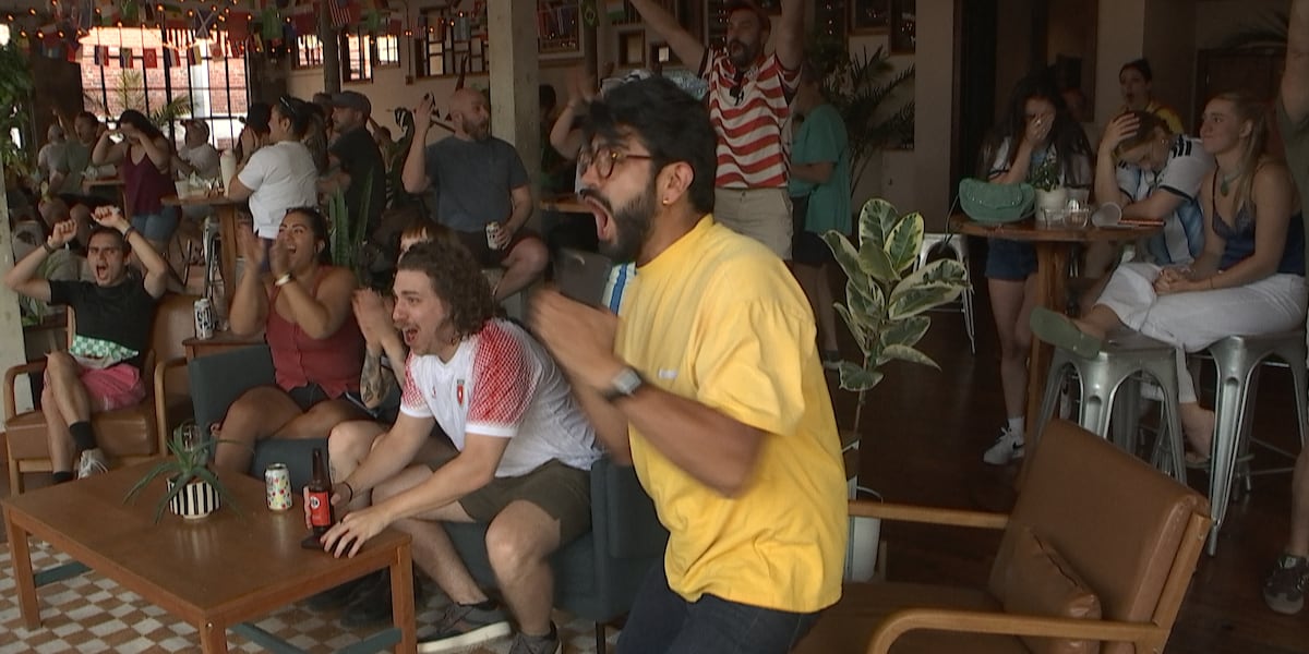 Argentina fans in Kansas City’s Crossroads District rally behind defending World Cup champions