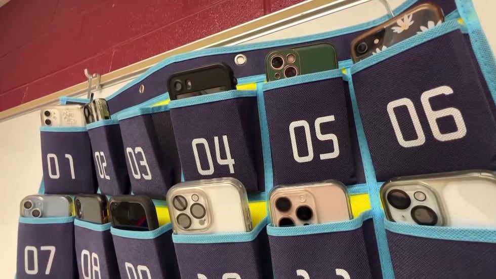 FILE - Cell phone caddy