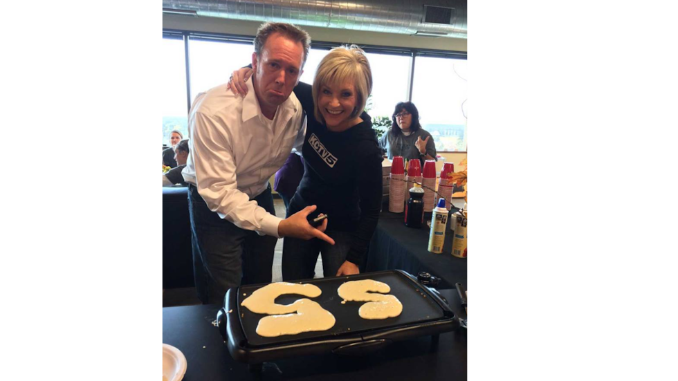 Former KCTV5 chief meteorologist Chris Suchan with Carolyn Long.