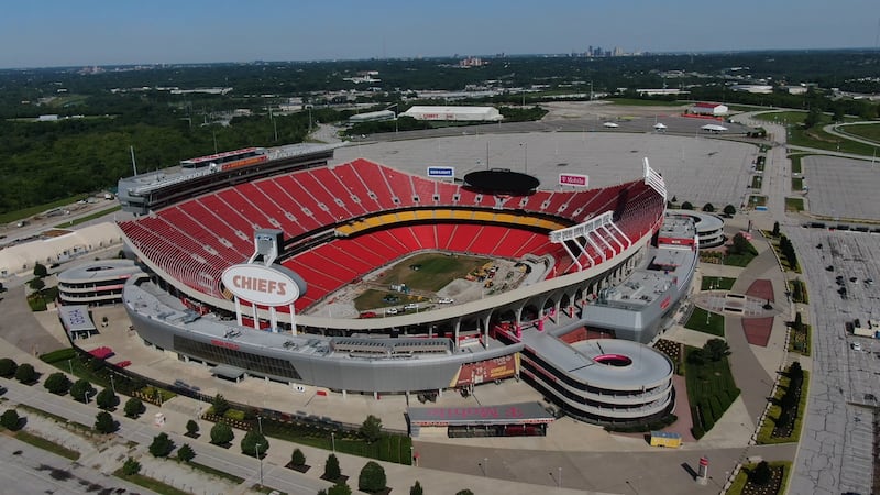 Arrowhead Stadium, shown as construction crews work on modifications to help with the World...