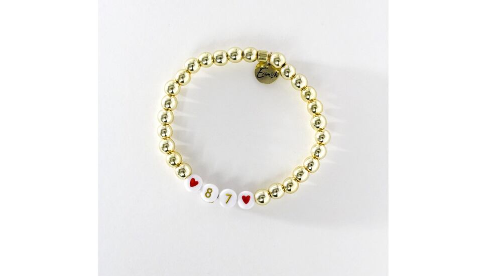 Erimish provided a picture of the Taylor Swift-inspired custom number + heart bracelet that...