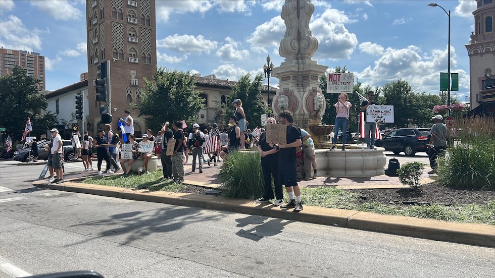This is a photo from the Country Club Plaza in Kansas City, as protestors remain across the...