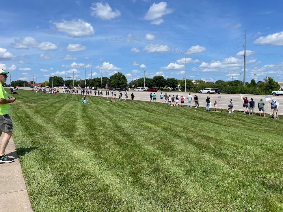 This is a photo from the "No Kings Day" protest along 119th and Metcalf in Overland Park.