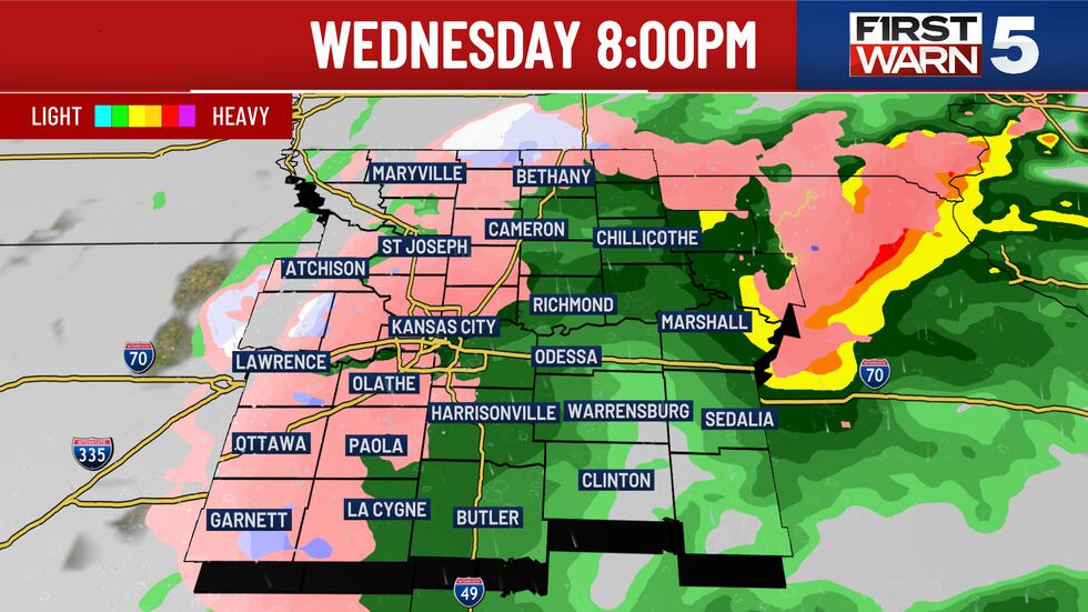 The forecast track for Wednesday evening, March 19, 2025.