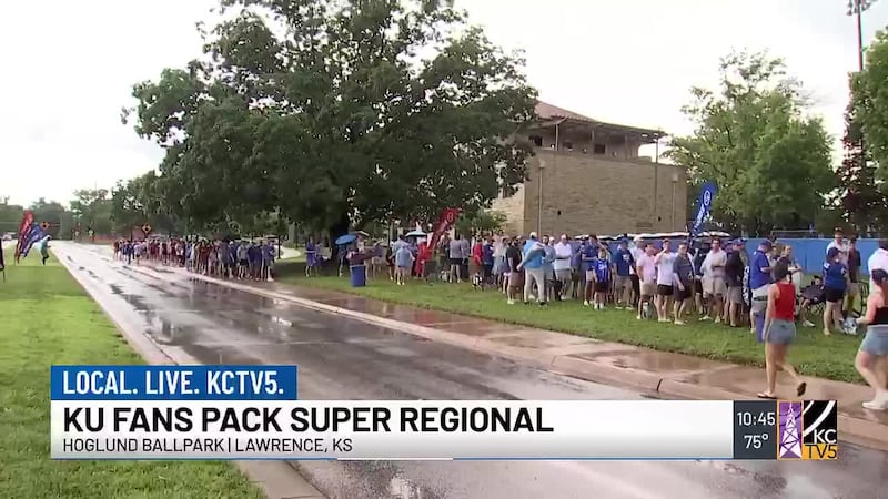 Kansas fans got a delay on the first Super Regional game in program history on Saturday, but...