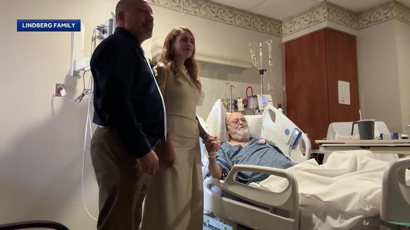 A couple held an impromptu wedding in the bride's father's hospital room just two days before...