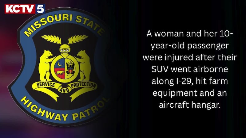 An SUV launched into the air and crashed into a combine and airplane hangar on Thanksgiving,...